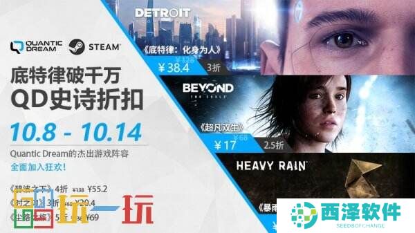 荣耀破千万,Quantic Dream巨献:《底特律:化身为人》《超凡双生》《暴雨》携手最低2.5折狂欢庆典